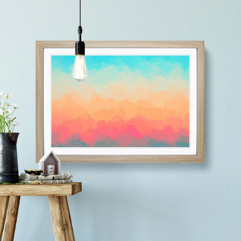 Colourful Sky in Abstract - Picture Frame Graphic Art Print, 48cm H x 65cm W x 2cm D, Oak Framed