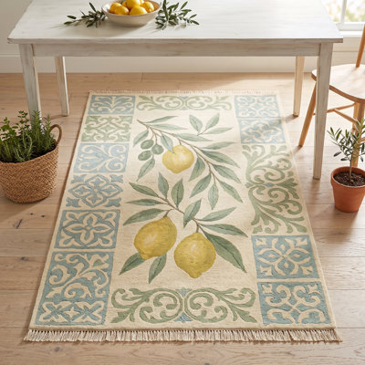 Pale Mediterranean Lemon & Tile Runner