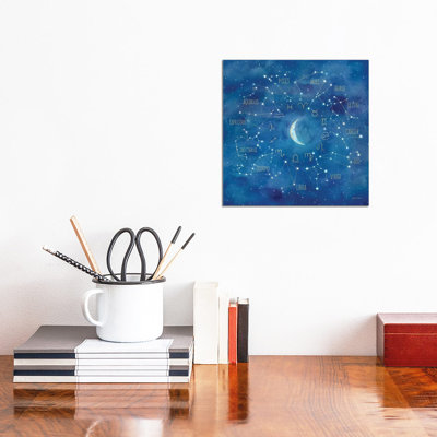 Star Sign With Moon Square by Cynthia Coulter - Wrapped Canvas Print
