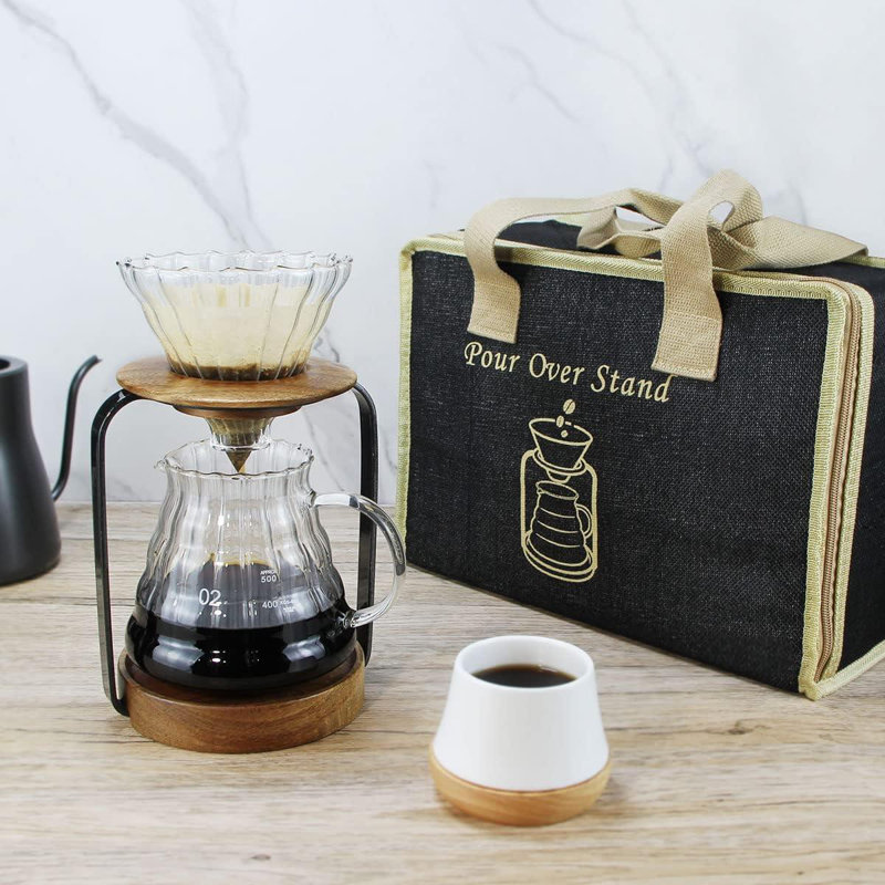 Support pour égouttoir à café avec filtre à café, porte-filtre en bois pour café, thé et safran