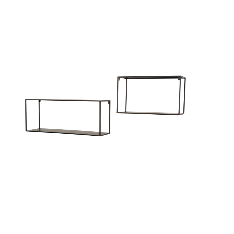 Rodric 2 Piece Metal Accent Shelf, Black