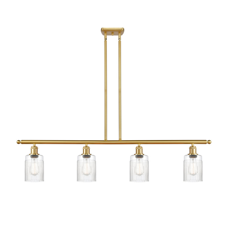 Luminaire suspendu tambour à 4 lumières pour îlot de cuisine Caplinger, Or satiné, Ampoule non incluse