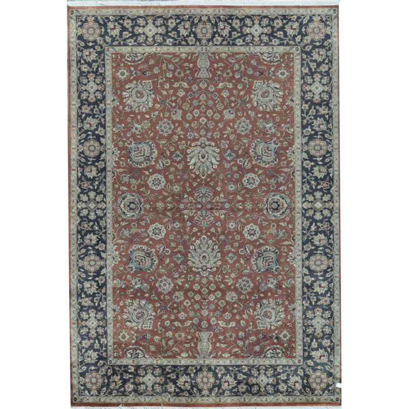 Gramercy Wool Oriental Area Rug in Rust/Navy