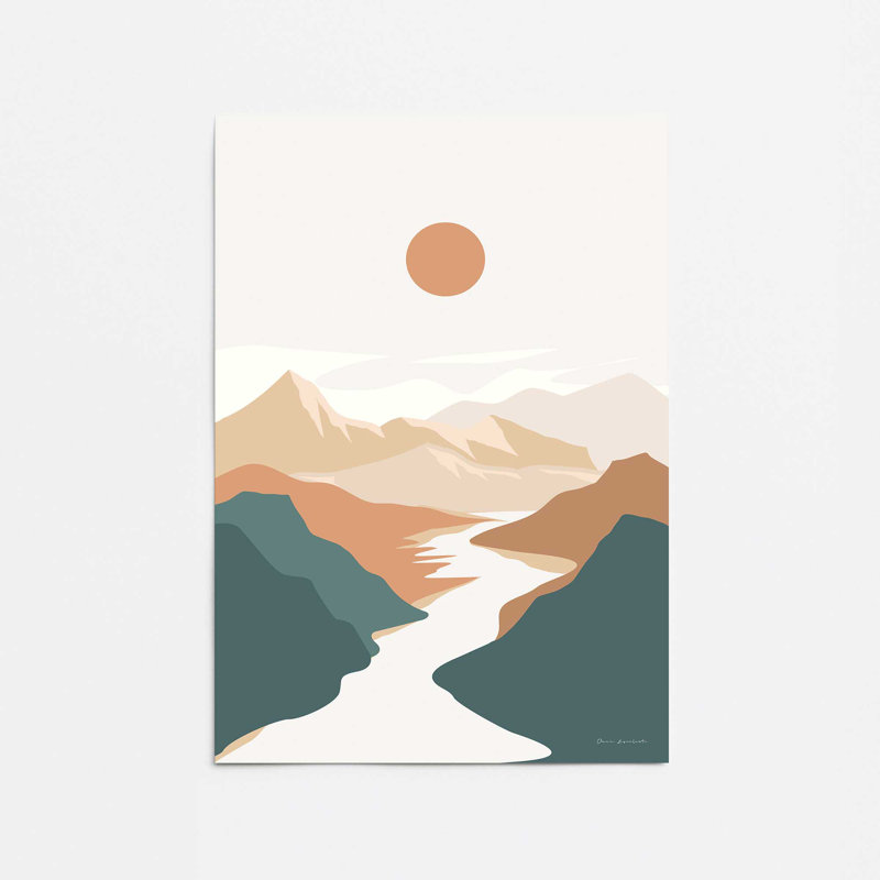 Impression roulée Minimalist Mountain Escape v1, Papier, H 14 po x l 11 po x P 0,25 po