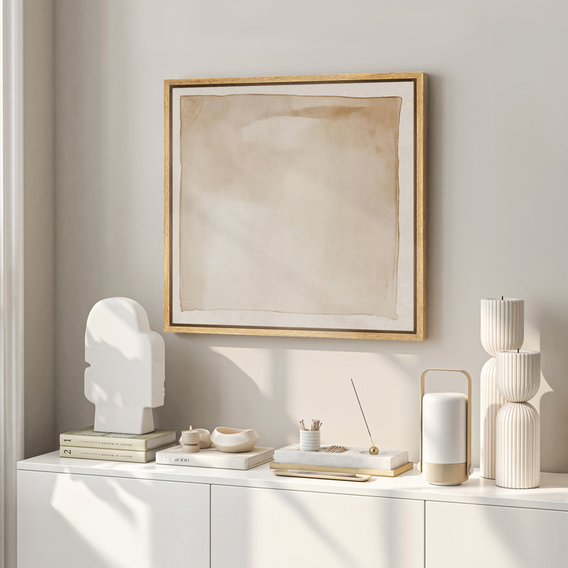 Abstrait beige neutre, impression d'art minimaliste moderne, décoration de salon, Naturel, H 24 po x l 24 po