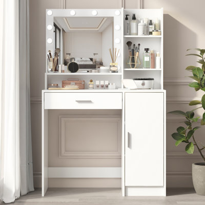 Bureau de coiffeuse moderne avec miroir et lumière Sleek & Chic Modern