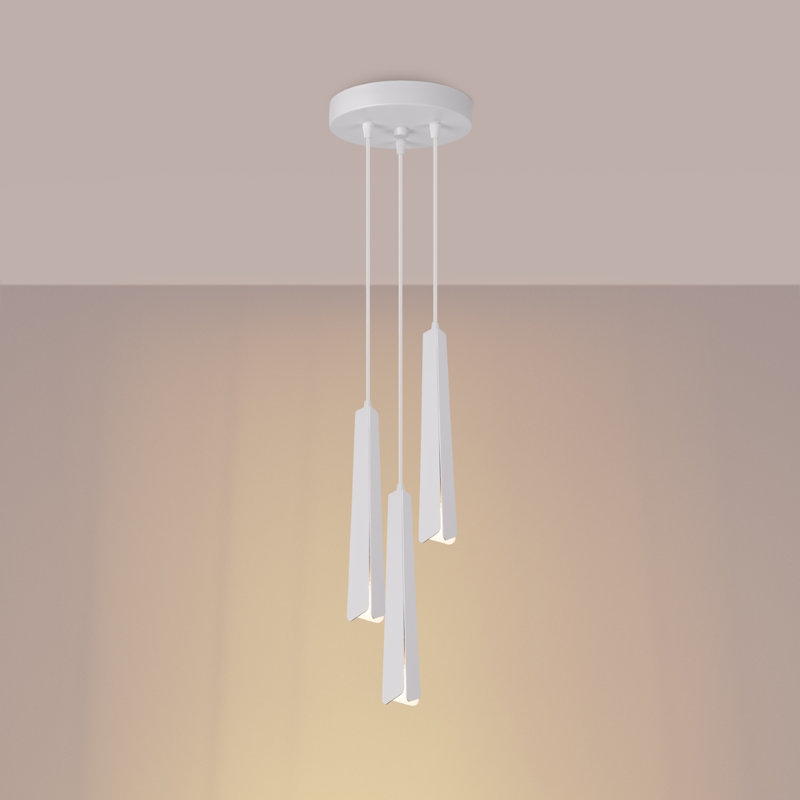 Bibianna 3 - Light Stainless Steel Pendant, White