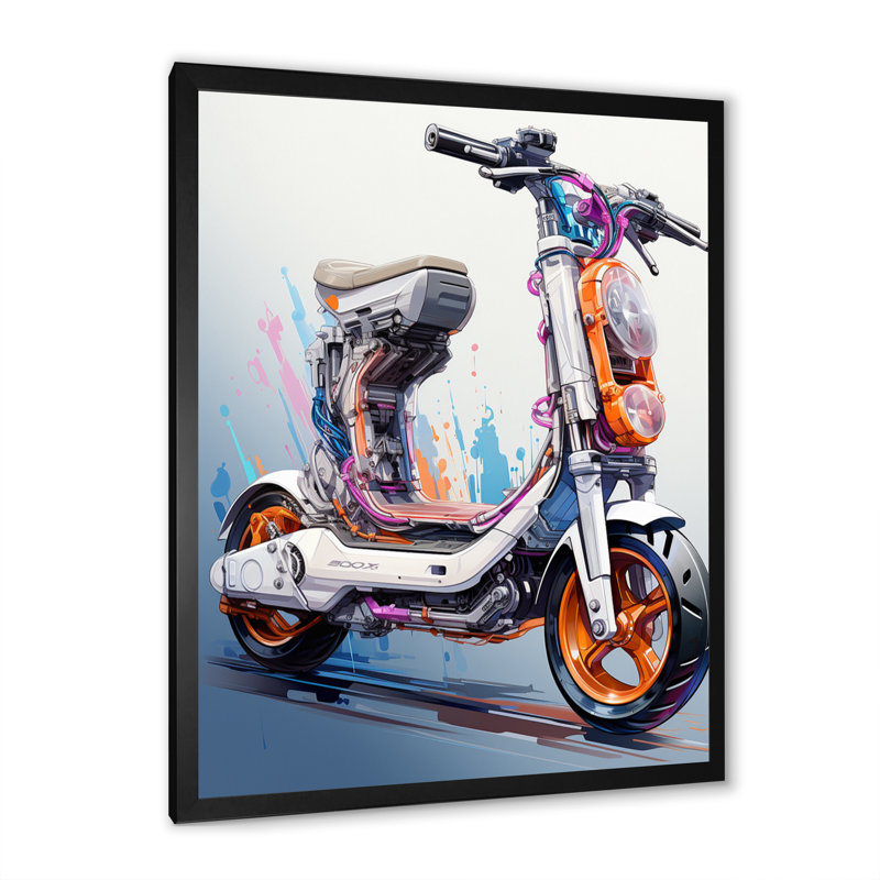 " Scooter Compact Commuter I ", Black Picture Frame, 20" H x 12" W x 1" D