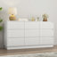 Commode 9 tiroirs pour chambre à coucher avec grands tiroirs, commode en bois, grande commode de plancher, long meuble télé moderne, table d'appoint avec rangement Mid-Century, blanc-132062957