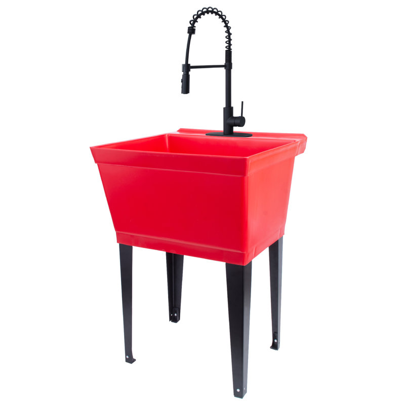 Évier à lessive autoportant avec robinet L 23,5 po x l 22,875 po, Noir
