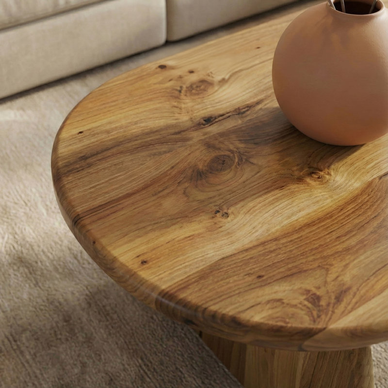 Japandi Coffee Table Solid Wood, Walnut