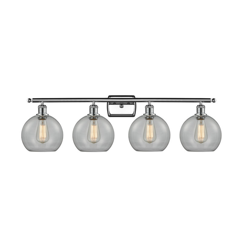 Éclairage de salle de bain à intensité variable 4 lumières Baptista, Transparent, Ampoule DEL 6 watts Vinage, Chrome poli