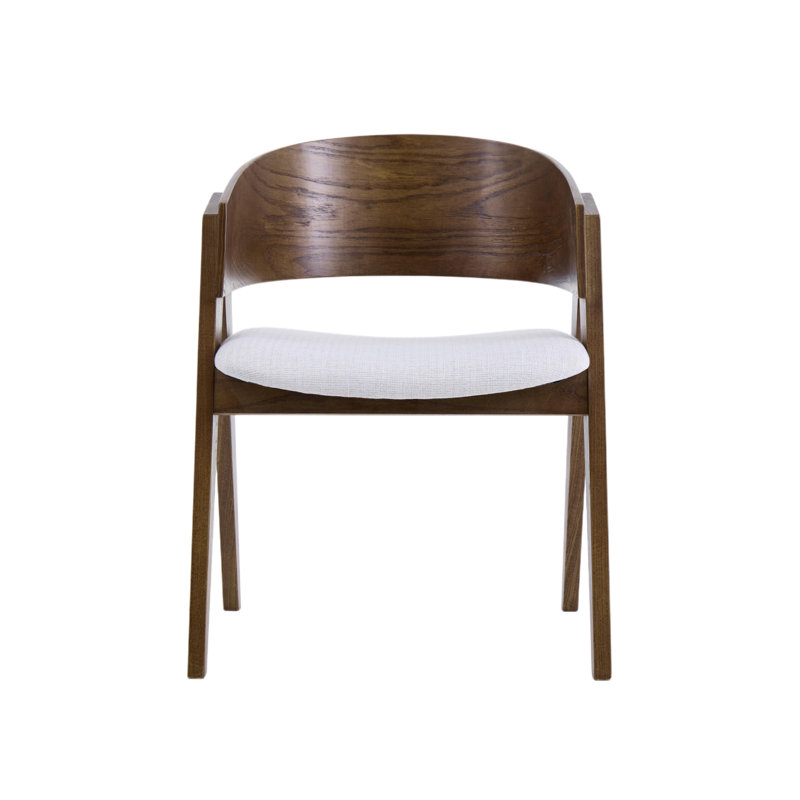 Ardena Walnut Effect Solid Wood Dining Chair, Cream