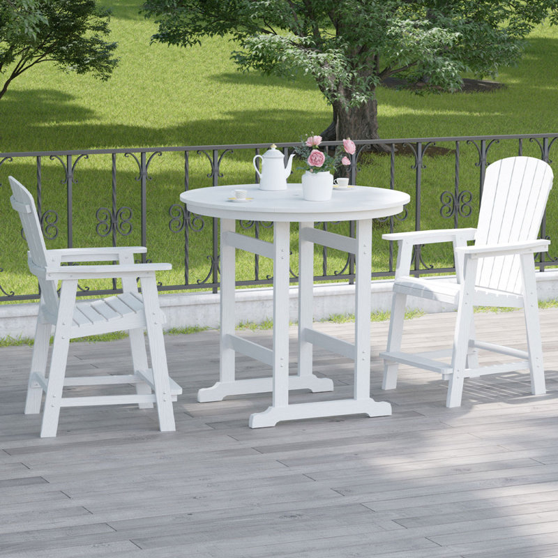HIPS Bar Chair With Armrest,Patio Bar Chair Set Of 2, White