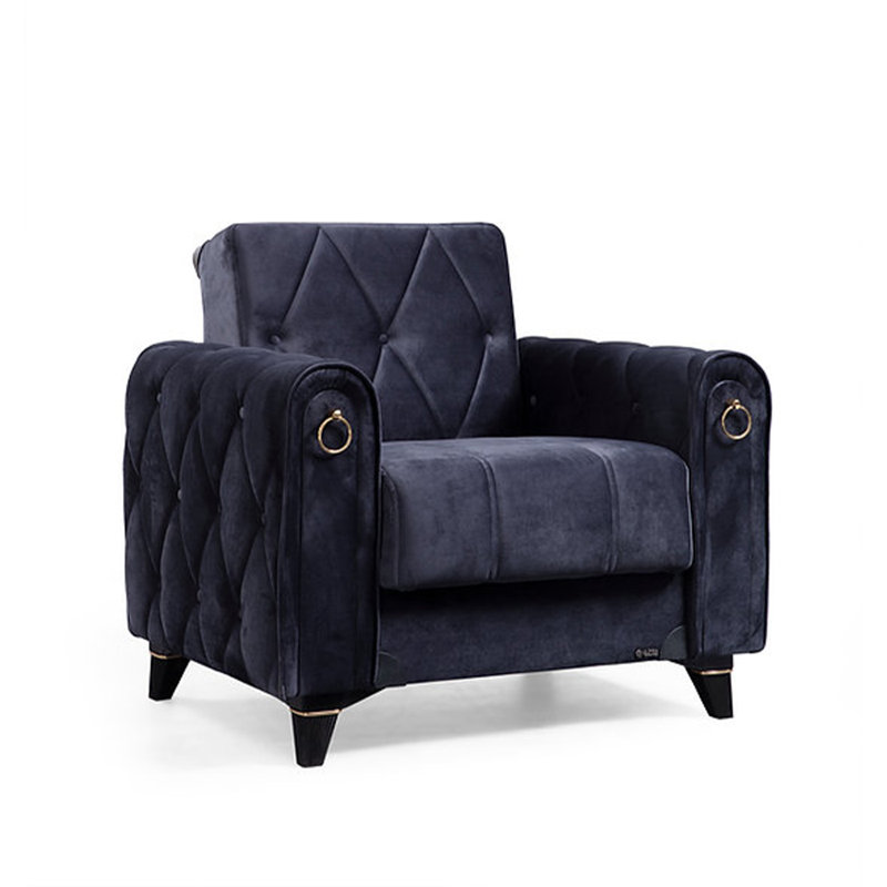 Istanbul Sofa Chair, Dark Gray Velvet