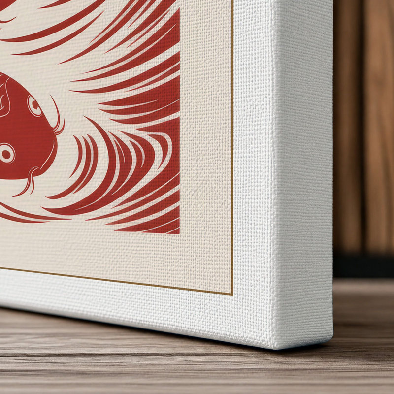 Intertwined Koi Japandi - Wrapped Canvas, 36x24 - 91.4 x 61.0 cm, White Border