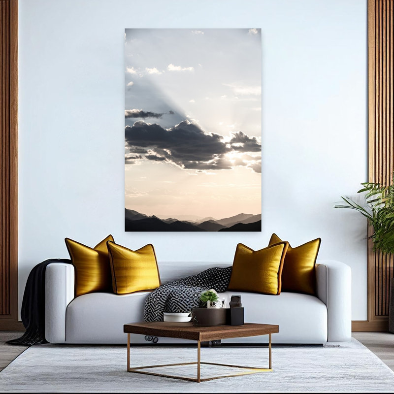 Art contemporain contemporain, paysage de montagne paisible et dramatique, H 60 po x l 40 po