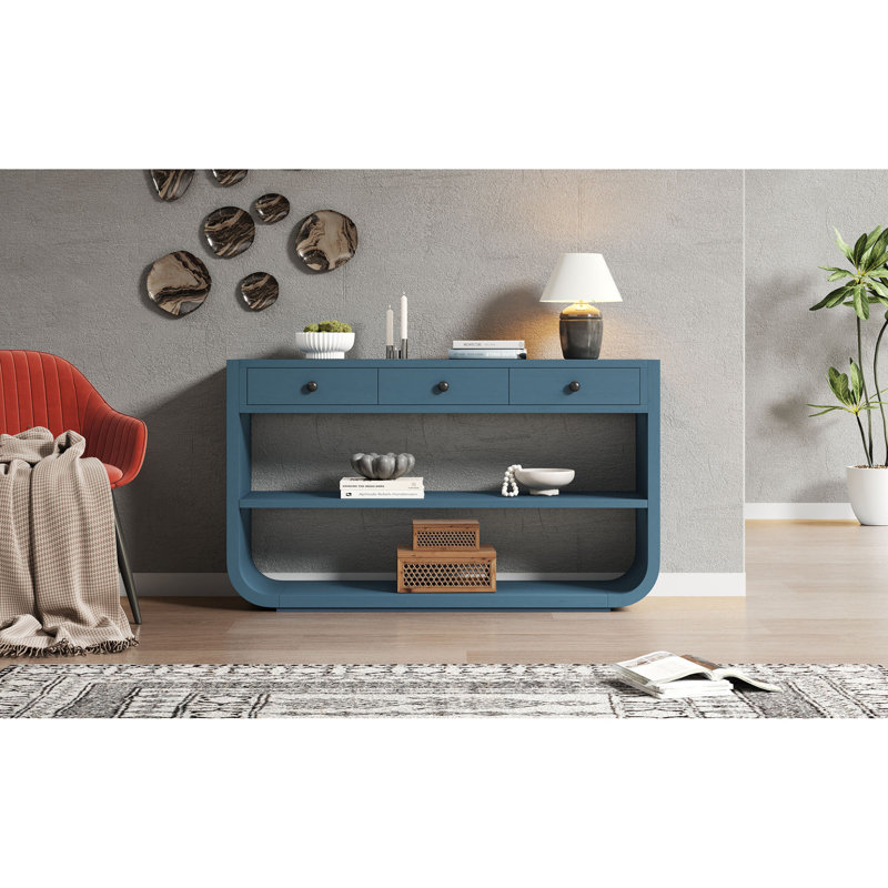 Canapé avec rangement et consoles, table d'entrée moderne en bois