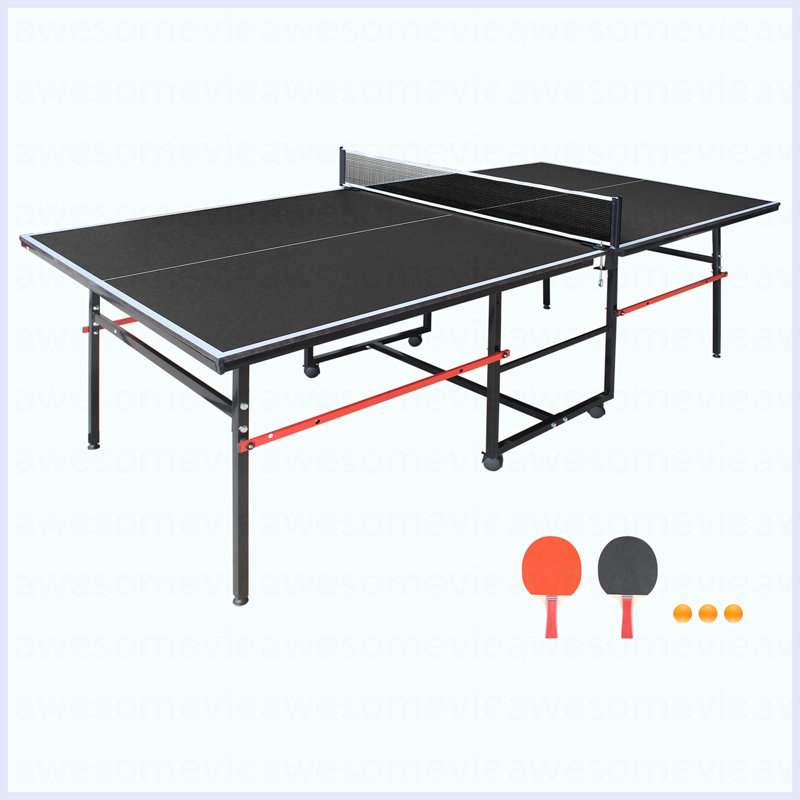 Ensemble de table de ping-pong pliable et portable de 8 pieds de taille moyenne pour jeux de société avec filet, 2 raquettes de tennis de table et 3 balles