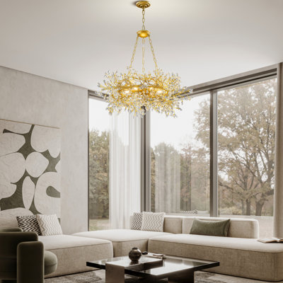Lustre rond en cristal véritable 31,5 "K9