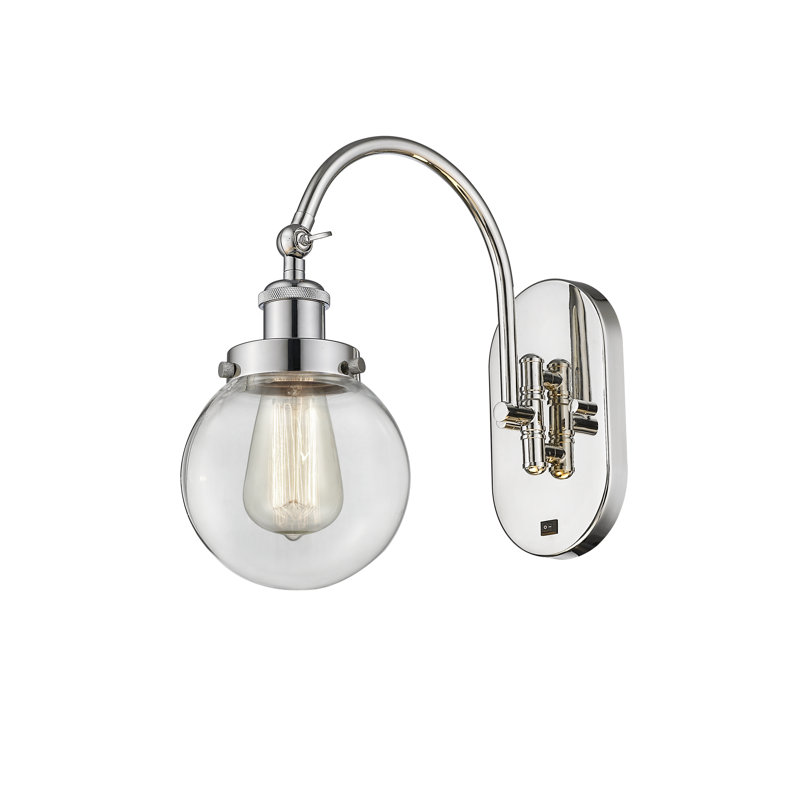 Shauna Swing Arm Sconce, LED, Clear, Polished Nickel