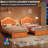 Upholstered Twin Princess Bed Frame with LED Lights & Storage Drawers - Soft Crystal Button Headboard - Noise-Free Slats - No Box Spring Needed - Orange Color-144624678
