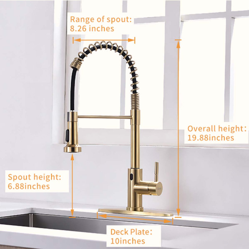 HOOSENG Pull Down Touchless Kitchen Faucet, Brushed Gold