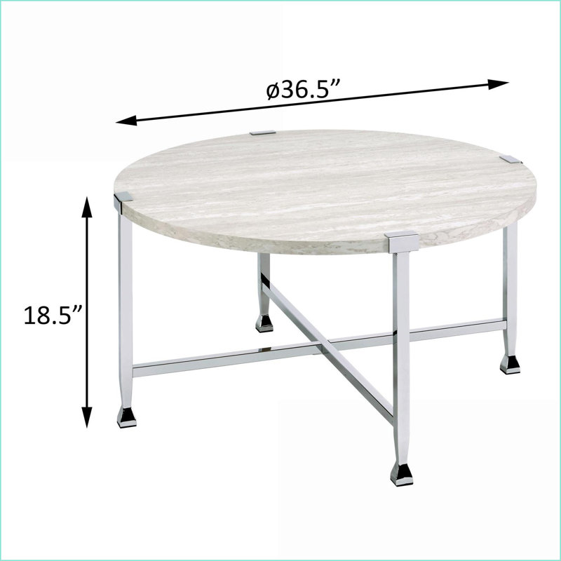 Table basse industrielle ronde en chêne blanc et chrome pour le salon - Maximiser la surface