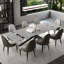Ensemble de table de salle à manger extensible en pierre frittée 9 pièces avec chaises en cuir 102,36 po Kerius-785011080
