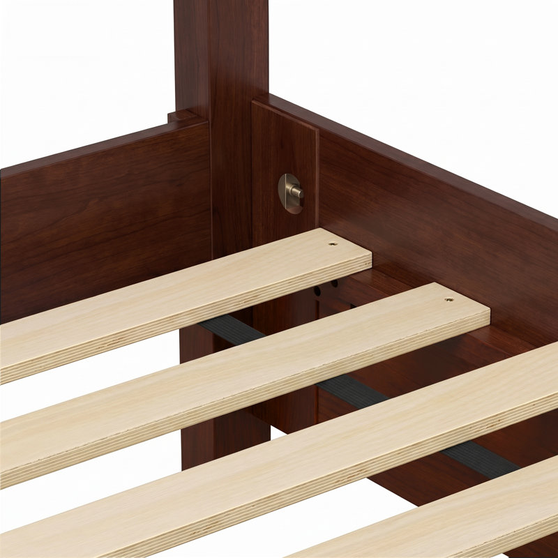 Abner Solid Wood Platform Bed, Queen, Dark Brown