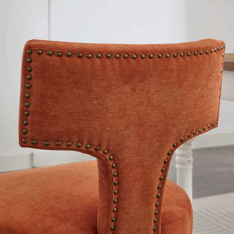 Farmhouse Mid Century Linen Fabric Dining Chairs Set Of 2