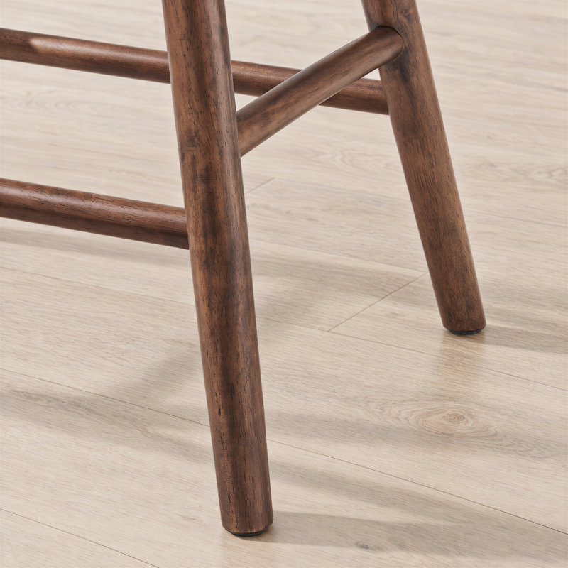 Rubberwood Solid Wood Bar Stool with Solid Wood Frame, Walnut