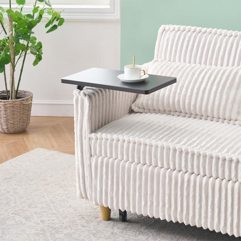 Versatile Transformable Sofa with Movable Tabletop and USB Ports for Relaxation, Beige