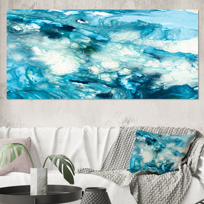 Liquide bleu univers - peinture sur toile, Toile tendue, H 24 po x l 32 po