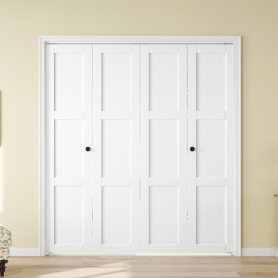 3 Panel Manufactured Wood Bifold Sliding Barn Door With Installation Hardware Kit