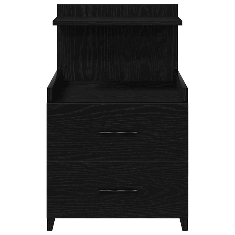 Bedside Cabinet With 2 Drawers 40X36.5X62 Cm, 1, Black