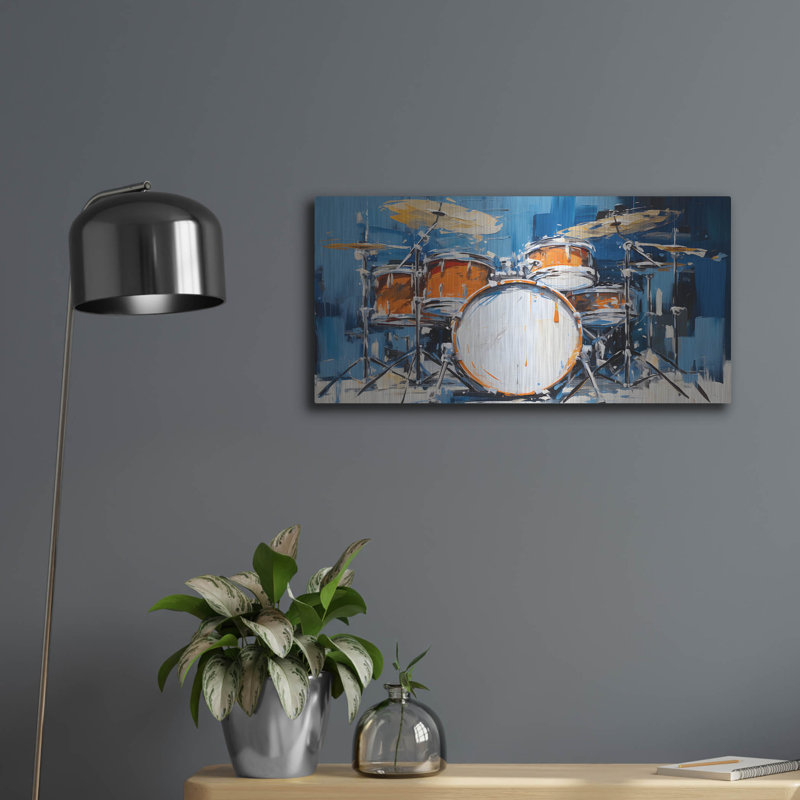 Lark Manor ™ «Drums 1» par Sean Parnell, art mural en métal, H 12 po x l 12 po