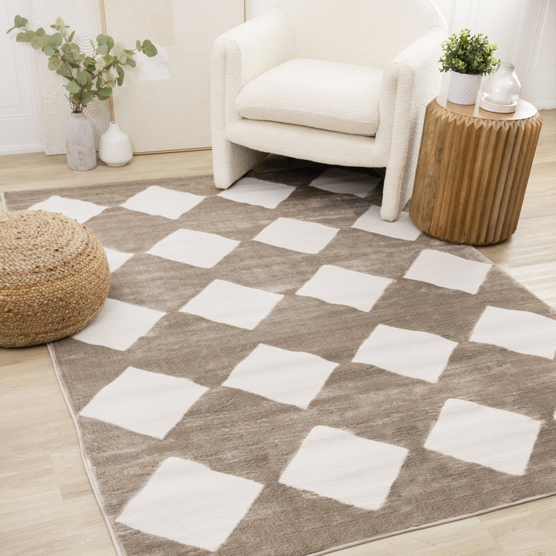 Tapis à carreaux Amabilia, Rectangle 5 pi 3 po x 7 pi 7 po