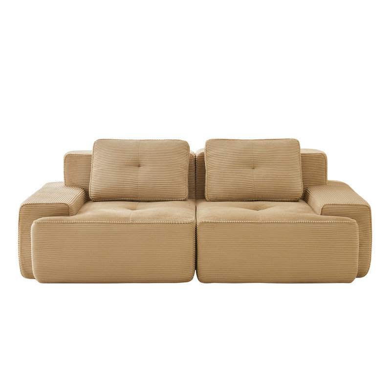 Canapé modulaire en L 82 po à 2 places en velours côtelé Camuroy
