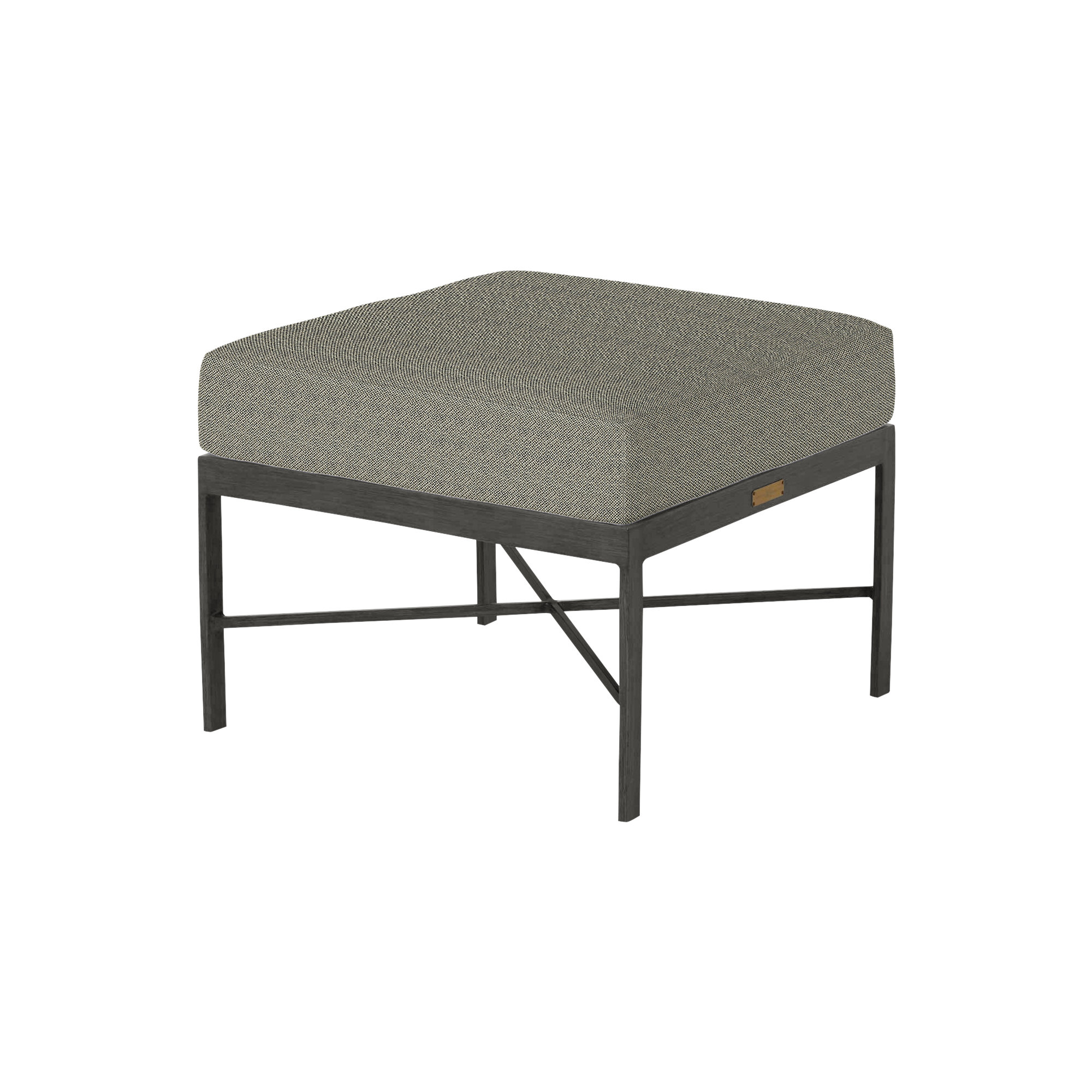 Monaco Wrought Outdoor Ottoman, Slate Gray, No Welt, Snow Sunbrella® Linen