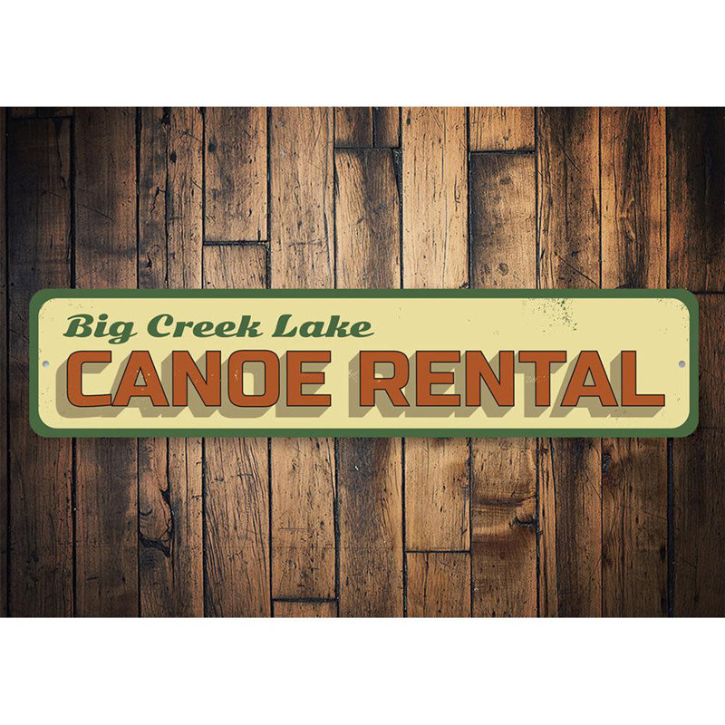 Enseigne en métal Lake Canoe, H 6 po x l 24 po x P 0,06 po