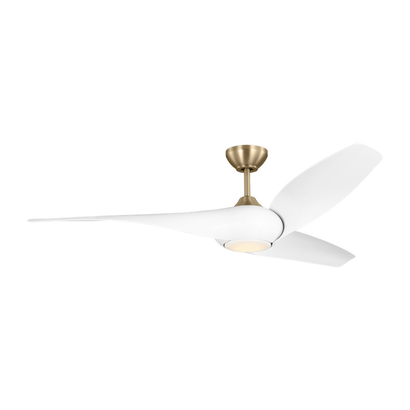 Visual Comfort Fan Topan Smart 60 LED Indoor Ceiling Fan with Threaded Downrod, Matte White ABS blades and Handheld Remote