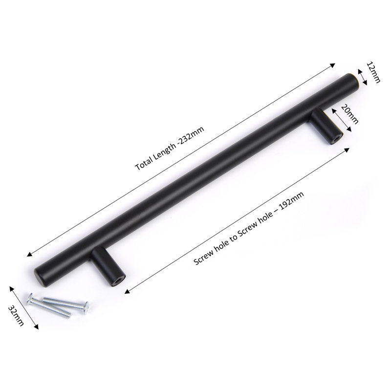 Maone 19.2 cm Centre Bar Handle, Matte Black, 192mm