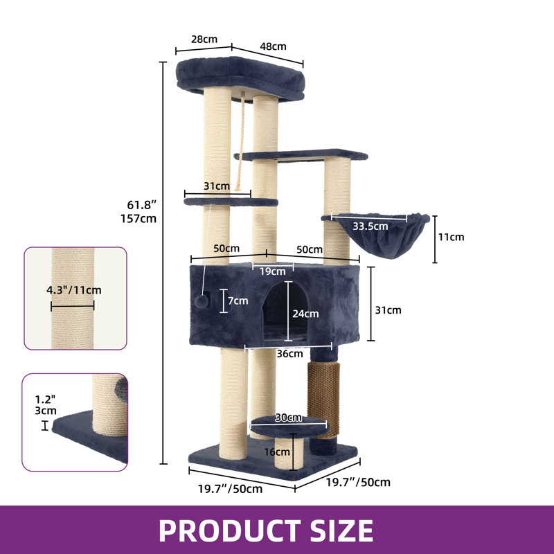 157 H Cat Tree, Dark Grey