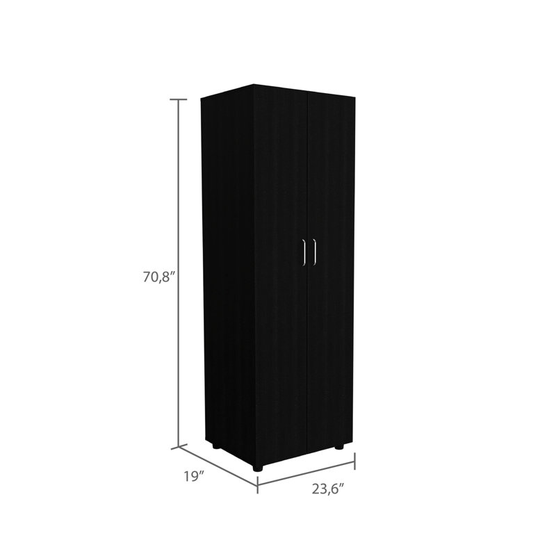 Armoire avec 2 portes et tringle, H 70,8 po x l 23,6 po x P 19 po, Noir