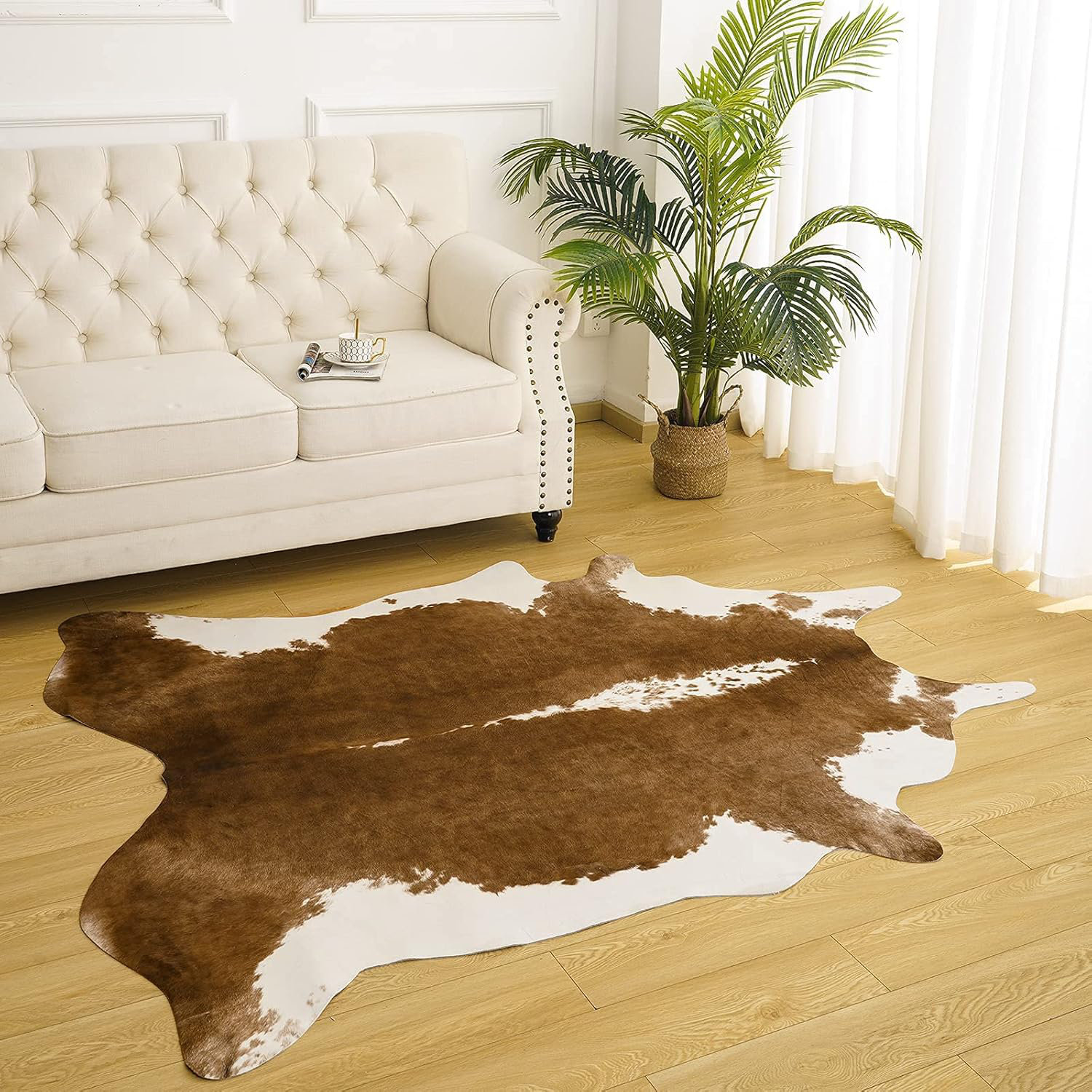 Linebacker Cow Rug Foundry Select 5.2 Feet, Sturdy And Large Size Cow Print Rugs, Suitable ...