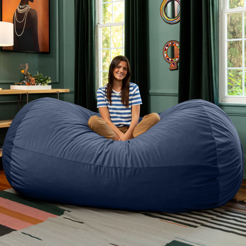 Canapé à billes Grand Lounger, Velours marine