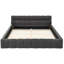 Structure de lit grand gris foncé avec revêtement en chenille, style moderne, aucun sommier requis dans le lit en tissu de la chambre à coucher, conception, solide et cadre, pour-1510134184