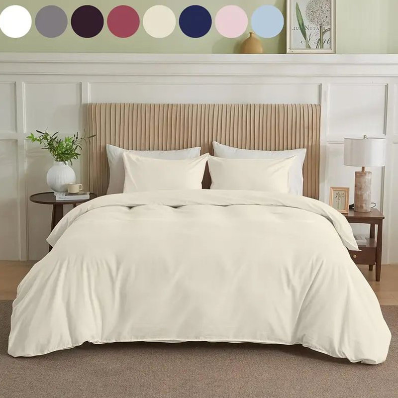 Housse de couette pour lit très grand blanc en mélange de coton de haute qualité, douce et respirante pour un sommeil nu