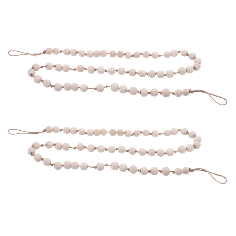 Guirlande de perles en bois (ensemble de 2), Beige, 5.08'